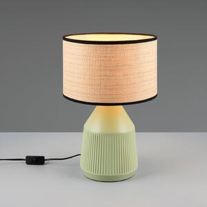 Reality Leuchten Lampa de masă Formentera, verde/bej, înălțime 43 cm ceramică/hârtie, Verde, Camera de zi / sufragerie, Ceramică