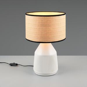 Reality Leuchten Lampa de masă Formentera, alb/bej, înălțime 43 cm ceramică/hârtie, Alb, Camera de zi / sufragerie, Ceramică