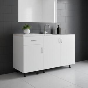 Corp Inferior Bucatarie cu 3 usi si un sertar, L120 x A50 x H90cm, Culoare Alb, Pal 18mm