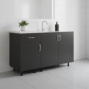 Corp Inferior Bucatarie cu 3 usi si un sertar, L120 x A50 x H90cm, Culoare Gri Antracit, Pal 18mm