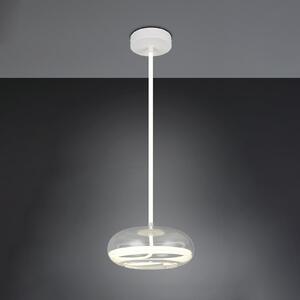 Trio Lighting Lampă suspendată LED Tarsia, alb mat, Ø 40 cm, sticlă, reglabil, Alb, Camera de zi / sufragerie, Sticlă, Modern