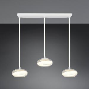 Trio Lighting Lampă suspendată LED Tarsia, alb mat, lungime 91 cm, sticlă, 3 becuri., reglabil, Alb, Camera de zi / sufragerie, Sticlă, Modern
