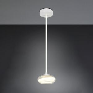 Trio Lighting Lampă suspendată LED Tarsia, alb mat, Ø 21 cm, sticlă, reglabil, Alb, Camera de zi / sufragerie, Sticlă, Modern