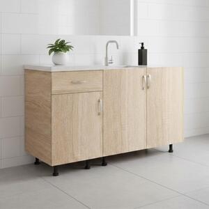 Corp Inferior Bucatarie cu 3 usi si un sertar, L120 x A50 x H90cm, Culoare Stejar Sonoma, Pal 18mm