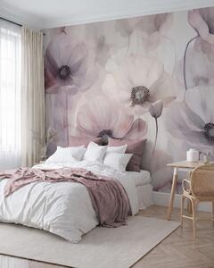 Tapet Maci de culoare roz pal și albi, cu petale delicate, Fototapet Flori, w10029v1 : Uwalls.ro