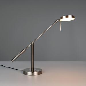Trio Lighting Lampa de masă LED Monza, culoare nichel, înălțime 52 cm, metal, reglabil, Metalic, Studiu / Birou, Metal, Modern