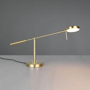 Trio Lighting Lampa de masă LED Monza, culoare alamă, înălțime 52 cm, metal, reglabil, Auriu / Alamă, Studiu / Birou, Metal, Modern
