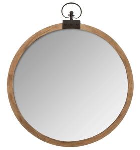 Oglindă de perete, rotundă, decorativă în cadru din lemn, Ø 74 cm