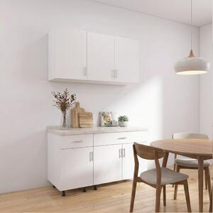 Set Bucatarie Modulara 120 cm, Culoarea Alb, Pal 18mm, Blat Termorezistent