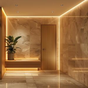 Hera Bandă LED SAUNA, 3.000 K, lungime 200 cm, IP54, 24 V, reglabil, Alb, Camera de zi / sufragerie, Plastic, Modern