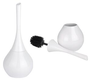 Perie WC cu suport FLAKON WHITE, Alb, 42,5x17 cm, WENKO