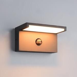 Trio Lighting Lampă LED pentru exterior Ravi, antracit Lățime 18 cm Senzor, IP54, Negru, Aluminiu, Modern