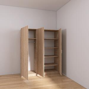 Dulap 3 usi cu rafturi si bara haine, H200 x A50 x L120 cm, Culoare Stejar Sonoma, Pal 18mm