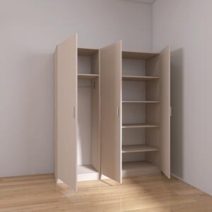 Dulap 3 usi cu rafturi si bara haine, H200 x A50 x L120 cm, Culoare Casmir, Pal 18mm