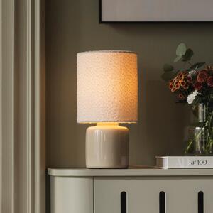 Globen Lighting Lampă de masă Florian, alb/bej, înălțime 39 cm, Alb, Camera de zi / sufragerie, Țesătură / Textil, Ecran de masă în poziție verticală