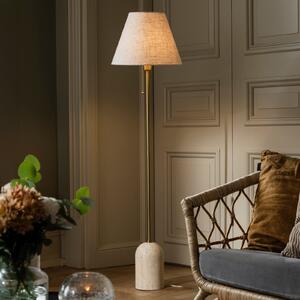 Globen Lighting Lampadar Gino, picior din travertin, bej, 145 cm, Bej, Camera de zi / sufragerie, Țesătură / Textil, Design