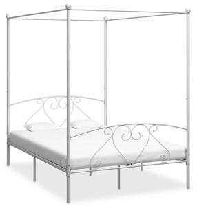Cadru de pat cu baldachin, alb, 140 x 200 cm, metal