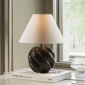 Globen Lighting Lampa de masă DAHLIA, bej/maro, înălțime 31 cm, Bej, Camera de zi / sufragerie, Țesătură / Textil
