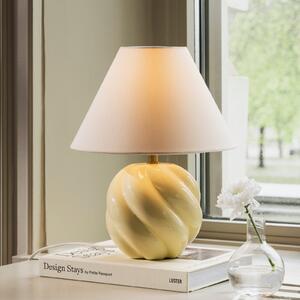 Globen Lighting Lampă de masă DAHLIA, bej/galben Înălțime 31 cm, Bej, Camera de zi / sufragerie, Țesătură / Textil