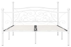 Cadru de pat cu bază din șipci, alb, 160 x 200 cm, metal