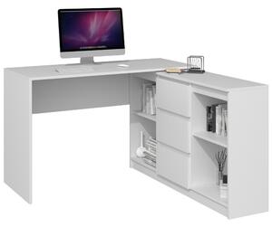 Aldabra Plus 2D3S, masă birou cu dulap, alb