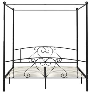 Cadru de pat cu baldachin, negru, 200 x 200 cm, metal