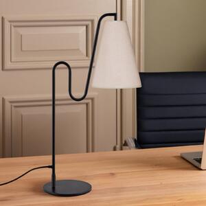 Globen Lighting Lampă de masă Lou, negru/alb, înălțime 55 cm, Alb, Camera de zi / sufragerie, Țesătură / Textil, Design