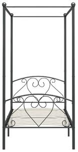 Cadru de pat cu baldachin, gri, 90 x 200 cm, metal