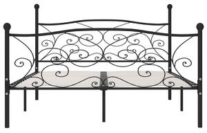 Cadru de pat cu bază din șipci, negru, 180 x 200 cm, metal