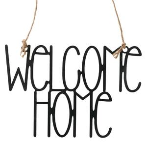 Inscripție metalica Welcome Home, negru, 26,5 x 18 cm