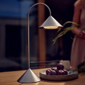 FRANDSEN Lampa de masă cu LED-uri Grasp, oțel inoxidabil, înălțime 47 cm, reglabil, Metalic, Oțel inoxidabil, Design