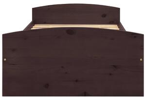 Cadru de pat cu 2 sertare, maro închis, 90x200 cm, lemn de pin