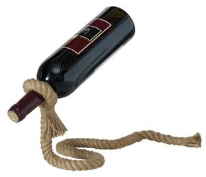 Suport pentru sticle de vin din fier, împletit cu sfoară, 15 x 16 cm