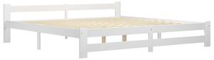 Cadru de pat cu 4 sertare, alb, 200x200 cm, lemn masiv de pin