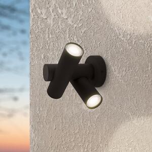EGLO Aplică de perete cu LED Fossignano, înălțime 25 cm, negru, metal, 2 becuri, Negru, Aluminiu, Modern