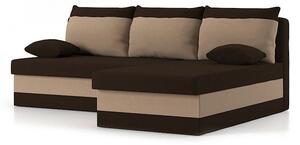 DELI canapea colțar extensibil, țesătură normală, umplere spumă, dreapta, culoare - maro / cappuccino