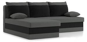 DELI canapea colțar extensibil, țesătură normală, umplere spumă, stânga, culoare - gri / negru