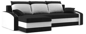 HEWLET canapea colțar extensibil, latură universală, țesătură normală, umplere spumă, culoare - negru / alb