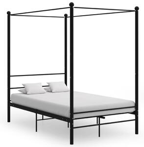 Cadru de pat cu baldachin, negru, 140x200 cm, metal