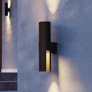 EGLO Lampă de perete exterioară cu LED Montelauro, negru, înălțime 32 cm, metal, Negru, Aluminiu, Modern