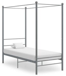 Cadru de pat cu baldachin, gri, 100x200 cm, metal