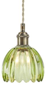 Markslöjd Lampă suspendată Gota, alamă veche/verde, sticlă, Ø 13 cm, ștecher, Bronz / Alamă Veche, Camera de zi / sufragerie, Sticlă