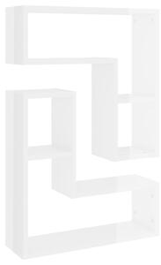 Rafturi de perete, 2 buc., alb extralucios, 50x15x50 cm, PAL