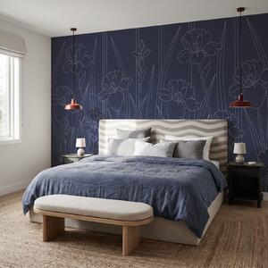Fototapet Motiv floral albastru și alb, Fototapet flori, Fototapet populare, t00820v1 - Tapeko.ro