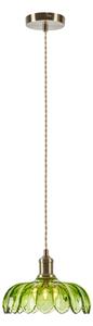 Markslöjd Lampă suspendată Kurage, alamă veche/verde, sticlă, Ø 26 cm, E27, reglabil, Verde, Bucătărie, Sticlă