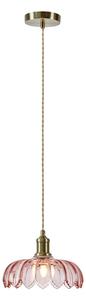 Markslöjd Lampă suspendată Kurage, alamă veche/roz, sticlă, Ø 26 cm, E27, reglabil, Roz / Rosé, Bucătărie, Sticlă