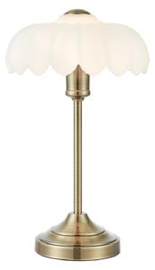 Markslöjd Lampa de masă Kurage, alamă veche/alb, sticlă, înălțime 43 cm, E27, Bronz / Alamă Veche, Camera de zi / sufragerie, Sticlă
