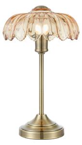 Markslöjd Lampa de masă Kurage, alamă veche/chihlimbar, sticlă, înălțime 43 cm, E27, Bronz / Alamă Veche, Camera de zi / sufragerie, Sticlă