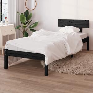 Cadru de pat single, negru, 90x190 cm, lemn masiv de pin