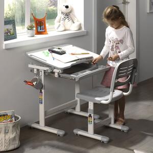 Vipack Birou reglabil pentru copii „Comfortline 201” cu scaun, gri/alb CLBU20115